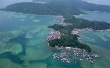 Plane views: Kota Kinabalu, Malaysia Water villages, Gaya Island