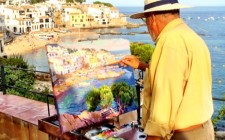 Velvet moments: Calella de Palafrugell An artist painting the scenery of Calella de Palafrugell.