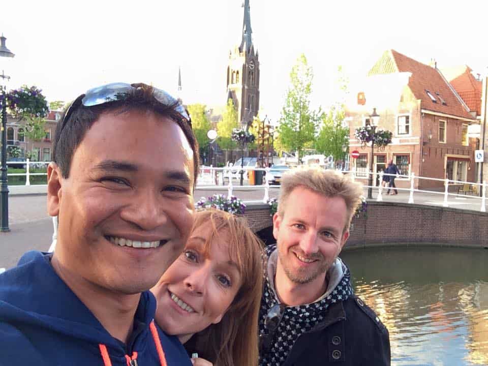Angelika and Melvin visiting me having fun in Weesp, a small town near Amsterdam.