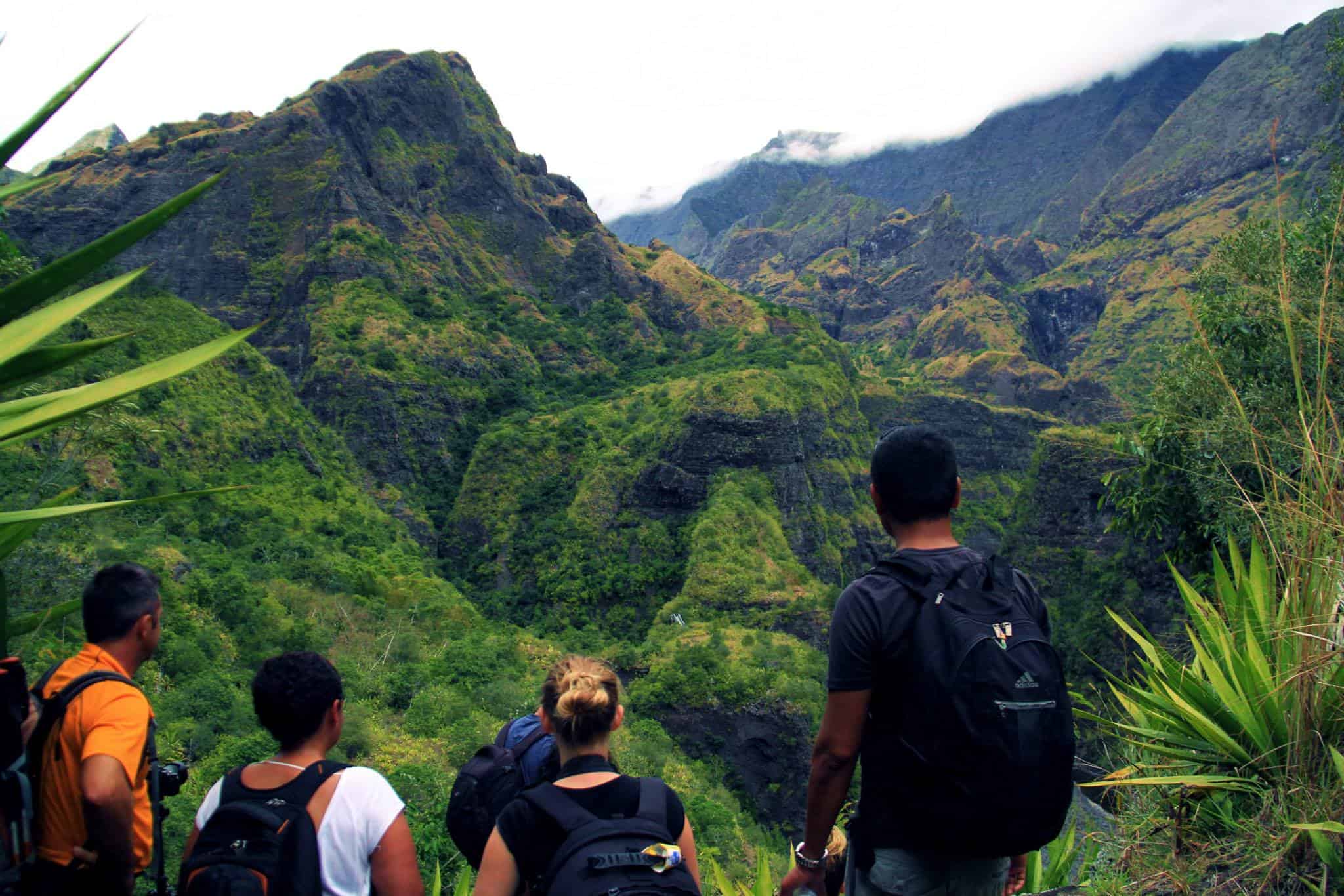 On a hike through the spectacular interior of Reunion Island.