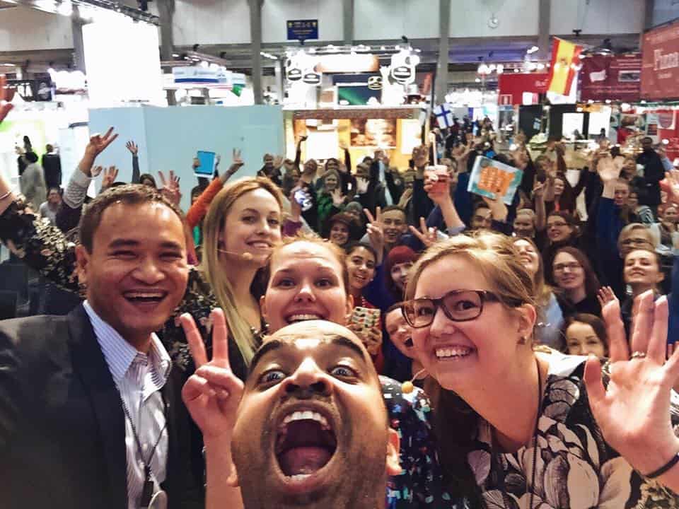 A super selfie at MATKA in Helsinki. The 'mouth' is my buddy Kash! :-)