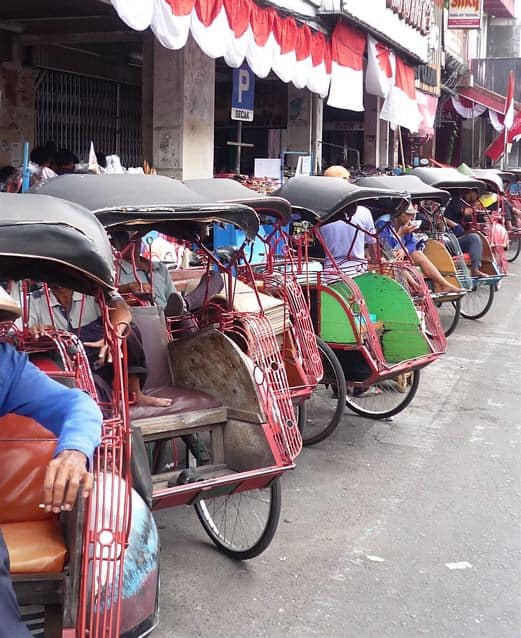 Bechak or rickshaws in Yogyakarta, Indonesia.