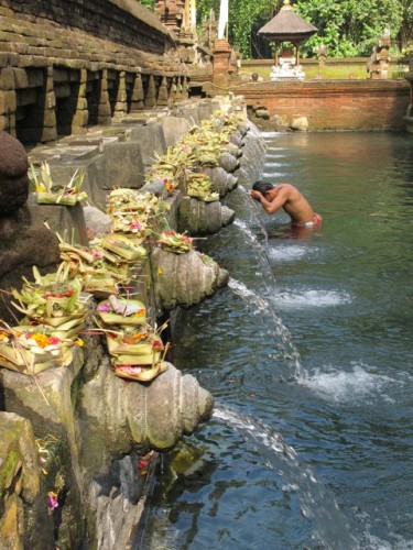 Bathing ritual at the Sacred Water temple in Bali.