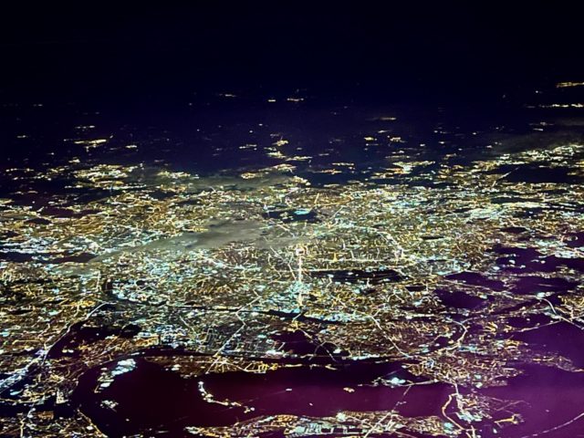 aerial view paris by night