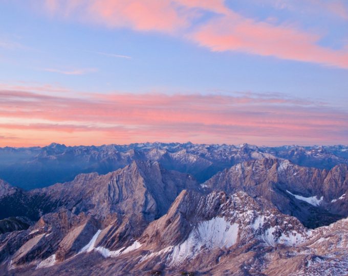 Watching the sunrise from the Zugspitze