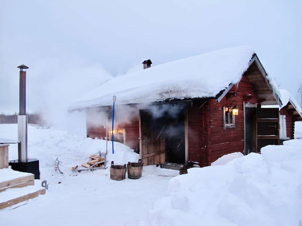 Experiencing the sauna gondola in Lapland