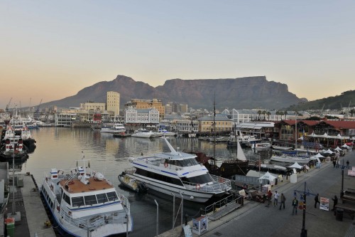 The Table Mountain as viewed from cape Town's V&A Waterfront