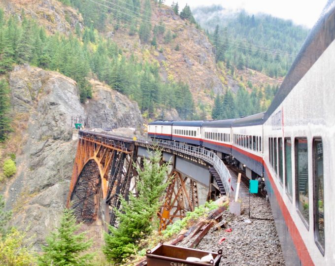 Train tracks across the Rocky Mountains