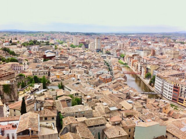 panoramic view girona cathedral tower