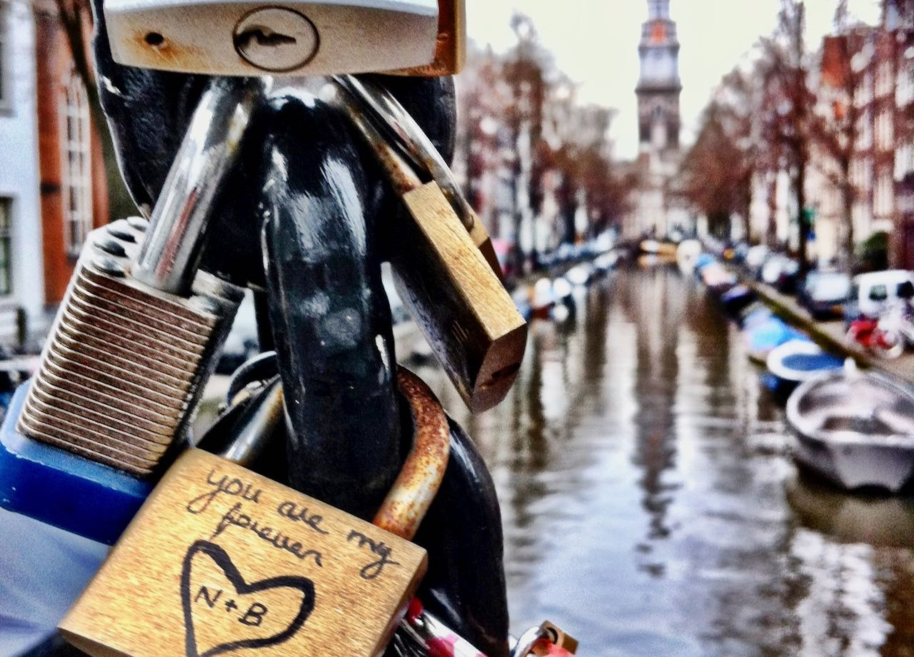 love locks bridge amsterdam photo