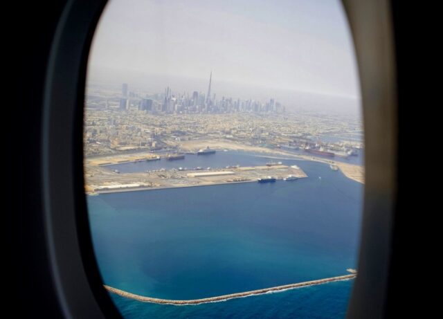 dubai plane window view