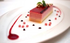Tantalising French cuisine at Maison Française The delightful raspberry bavarois with raspberry caviar.