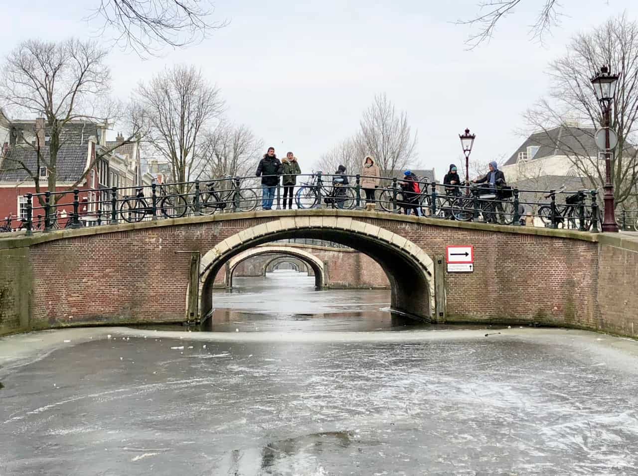Iceskating and fun on the frozen canals of Amsterdam