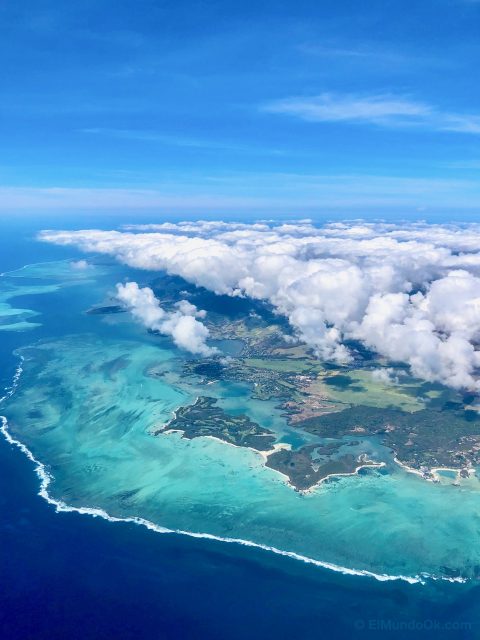 mauritius coast plane window view