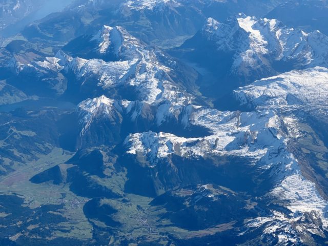 aerial view swiss alps