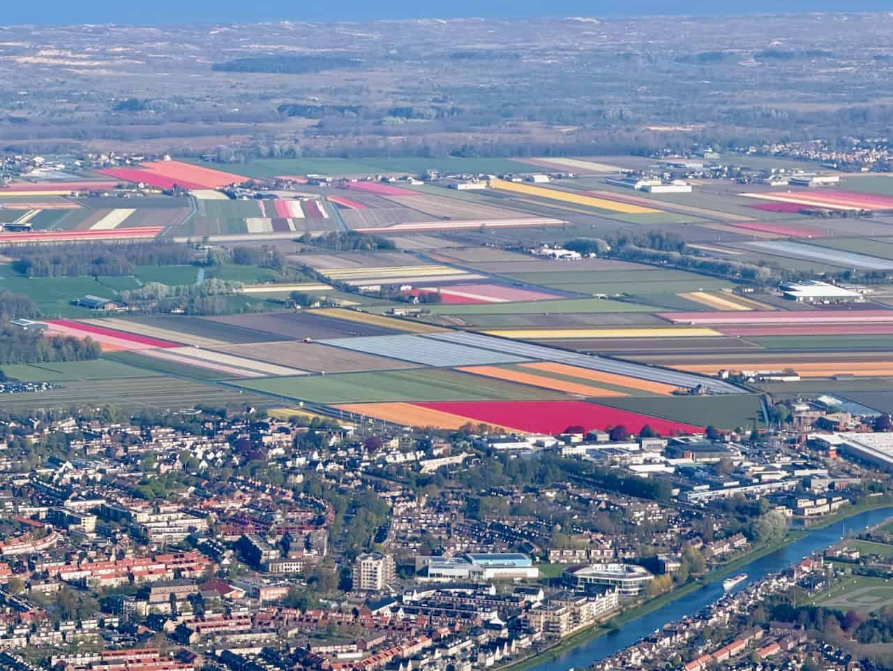 Plane views: tulip fields of Holland